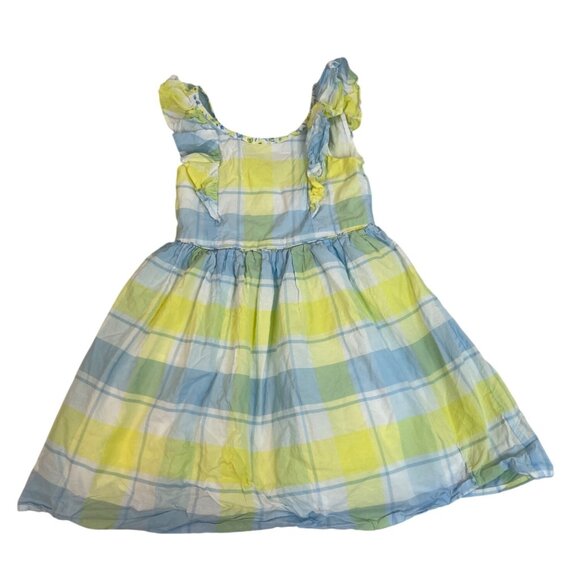 Tommy Bahama Girls Plaid Ruffle Sundress W/ Bloomers Blue Green Yellow Sz 6 - Picture 1 of 4